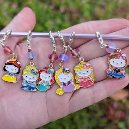 Hello Princess Kitty Stitch Markers & Earrings