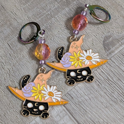Spooky Kittens Earrings & Stitch Markers