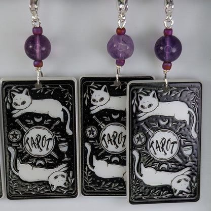 Black Cat Tarot Cards Earrings & Stitch Markers