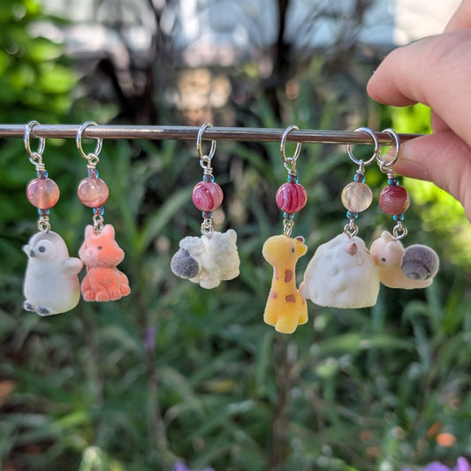 Flocked Animals Stitch Markers & Earrings