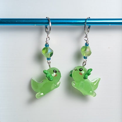 Resin Axolotl Earrings & Stitch Markers