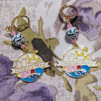 Science! Enamel Stitch Markers and Earrings