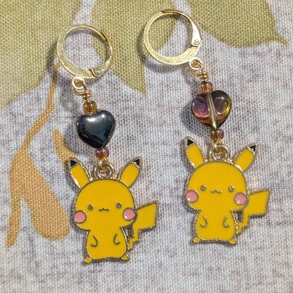 Enamel Pocket Monsters Stitch Markers & Earrings