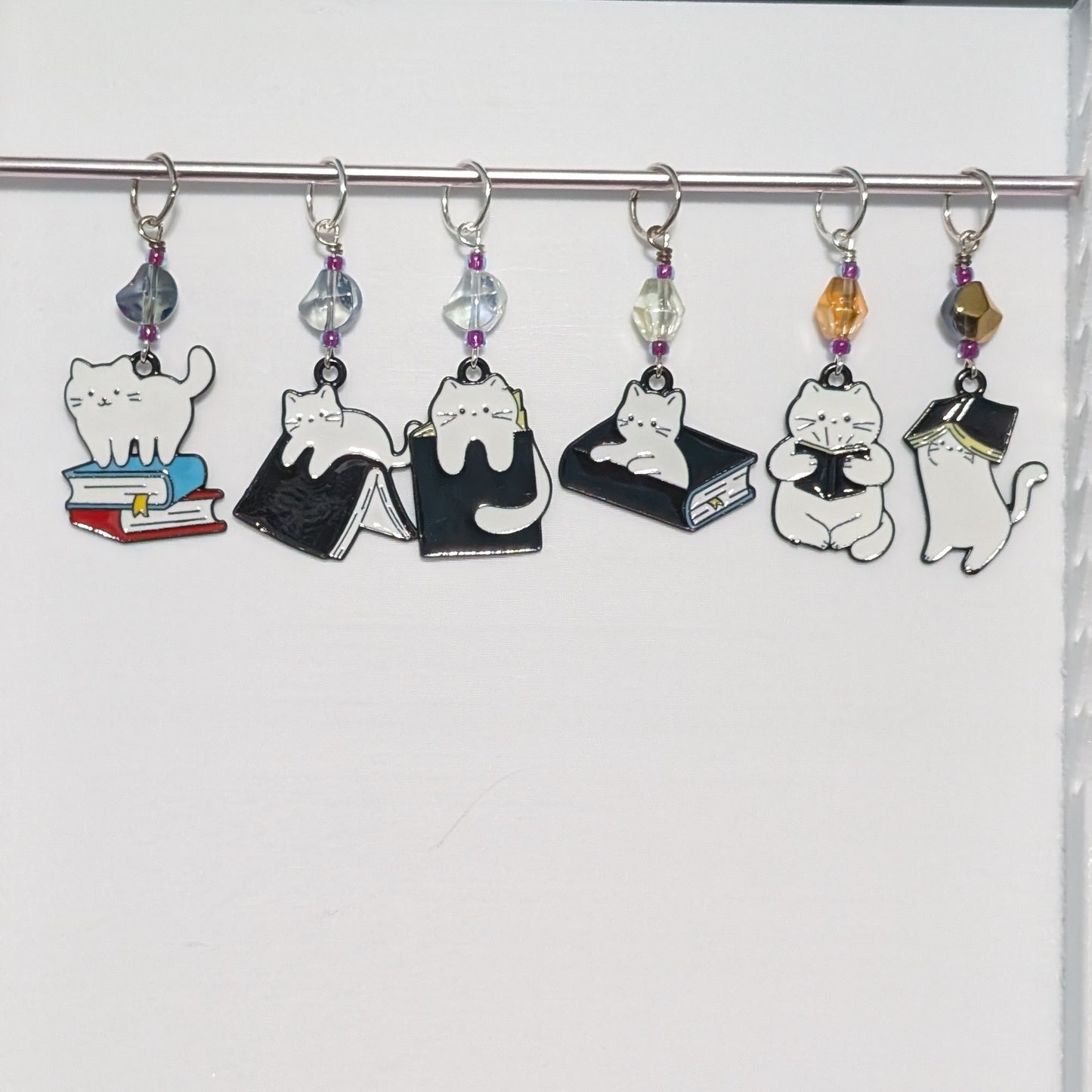 Book Cats Stitch Markers & Earrings