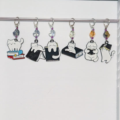 Book Cats Stitch Markers & Earrings
