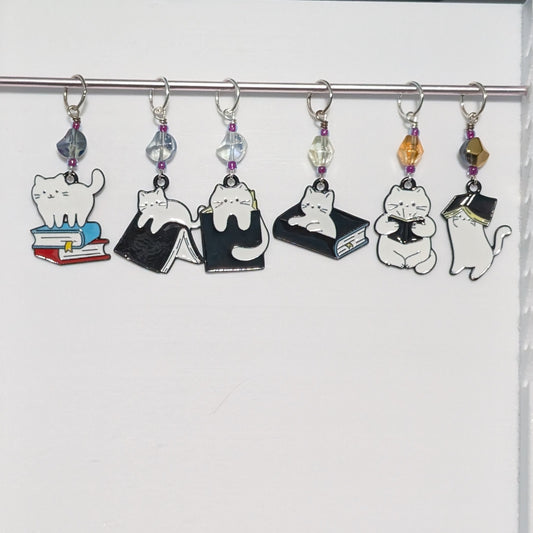 Book Cats Stitch Markers & Earrings