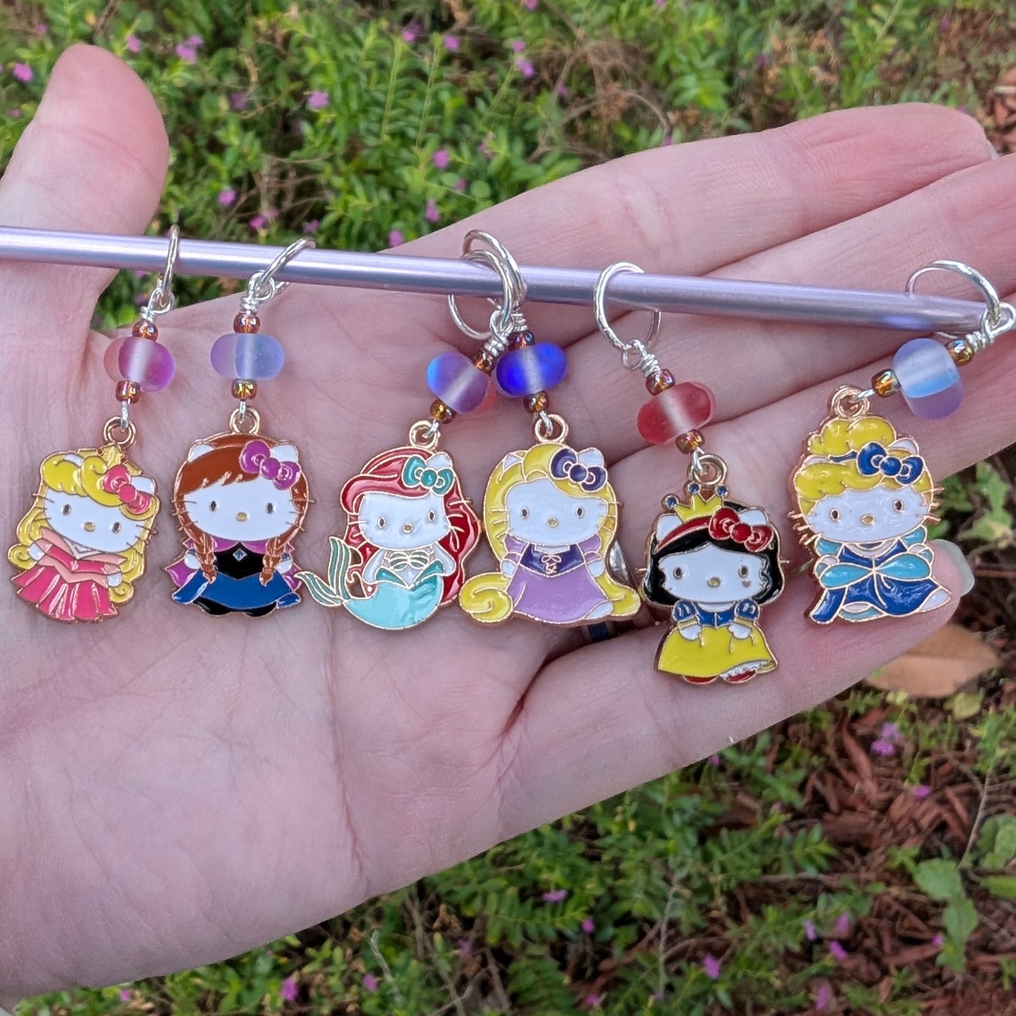 Hello Princess Kitty Stitch Markers & Earrings