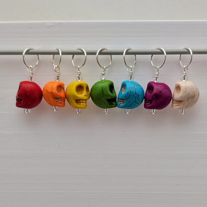 3D Howlite Skull Stitch Marker Set