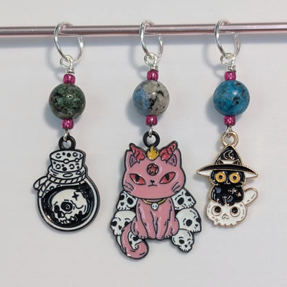 Occult O'Cats Earrings & Stitch Markers
