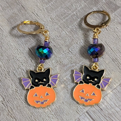 Spooky Kittens Earrings & Stitch Markers