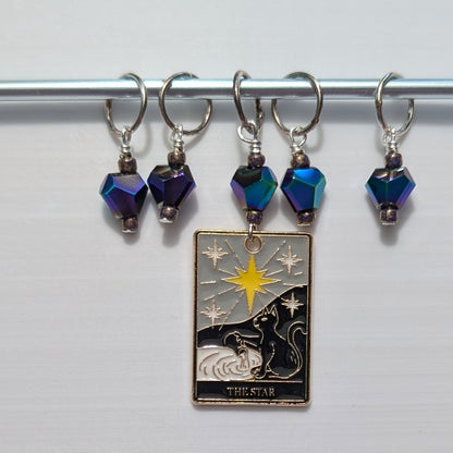 Enamel Cat Tarot Catds Stitch Markers & Earrings