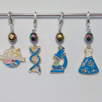 Science! Enamel Stitch Markers and Earrings