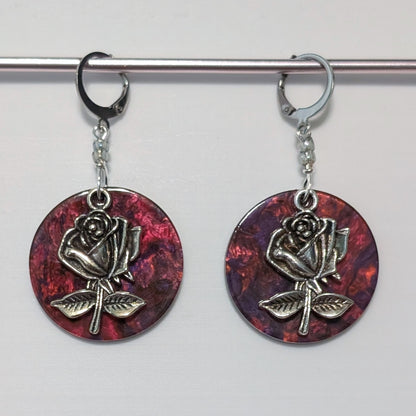A Rose by Any Other Name Earrings & Stitch Markers