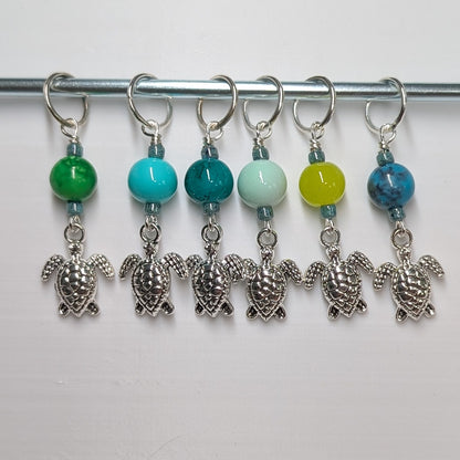 Sea Turtles Stitch Markers & Earrings Tibetan Silver Toned
