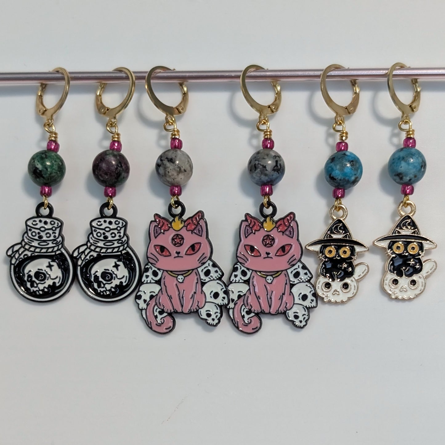 Occult O'Cats Earrings & Stitch Markers