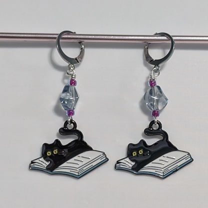 Book Cats Stitch Markers & Earrings