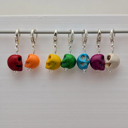 3D Howlite Skull Stitch Marker Set