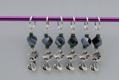 Cat Person Stitch Markers and Earrings