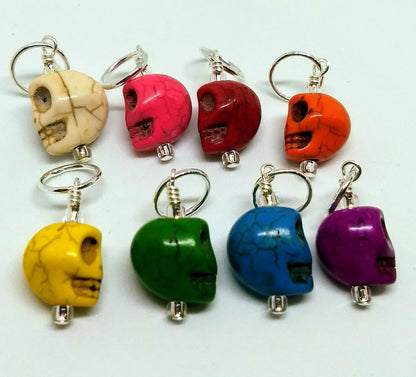 3D Howlite Skull Stitch Marker Set