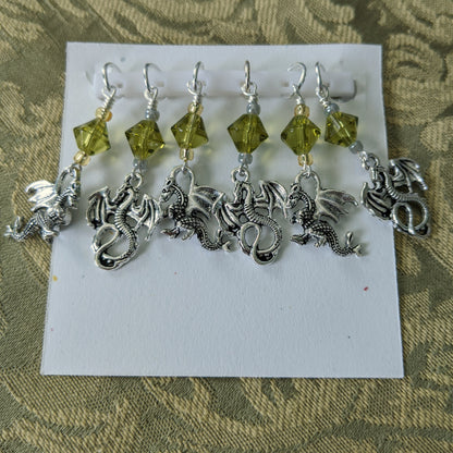 Here There Be Dragons Stitch Markers & Earrings