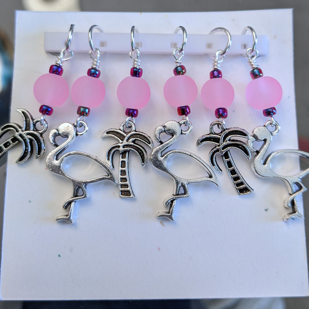Flamingos and Palms Stitch Markers
