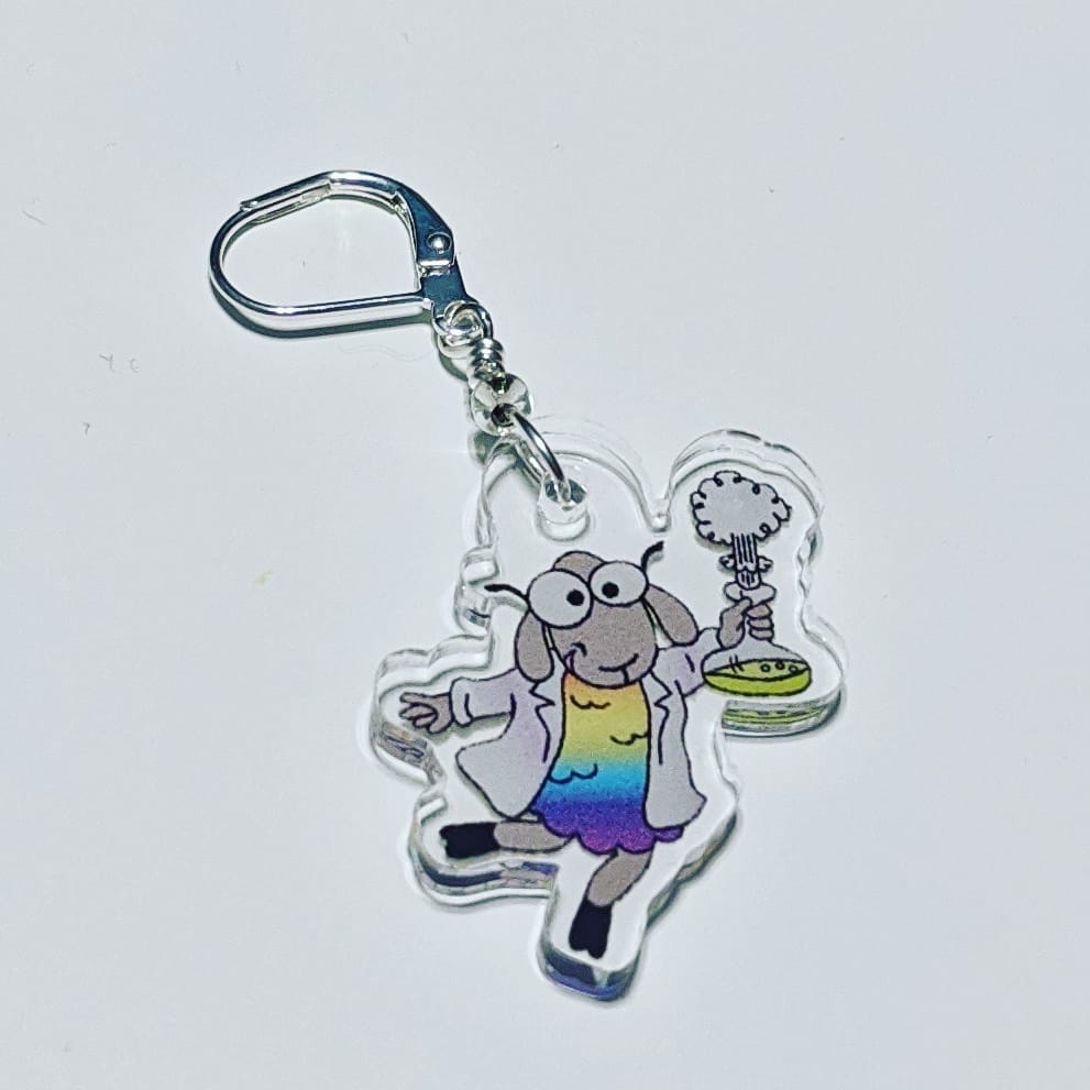 Sally the Science Sheep Acrylic Stitch Markers & Earrings