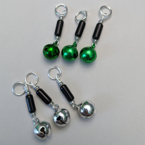 Green & Silver Bells Stitch Markers
