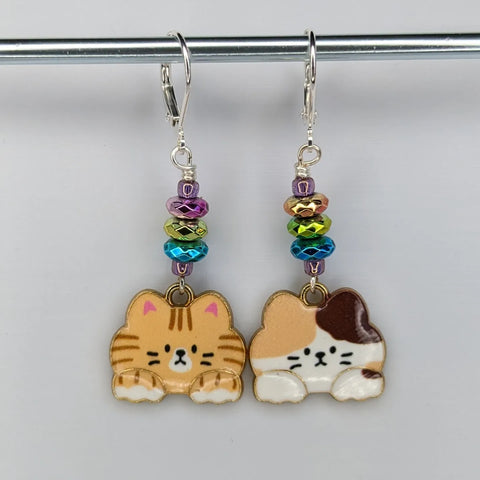 Enamel Kitties Earrings & Stitch Markers