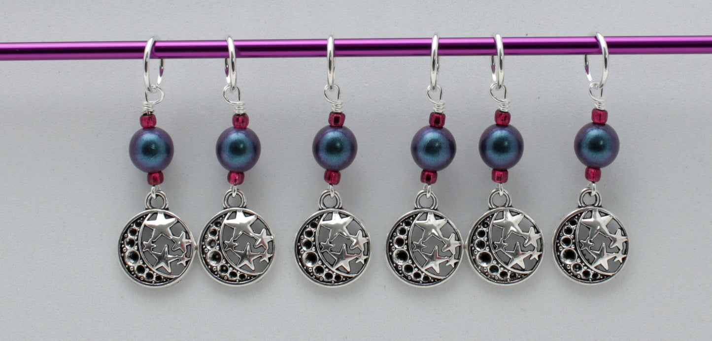 Moon and Stars Stitch Markers