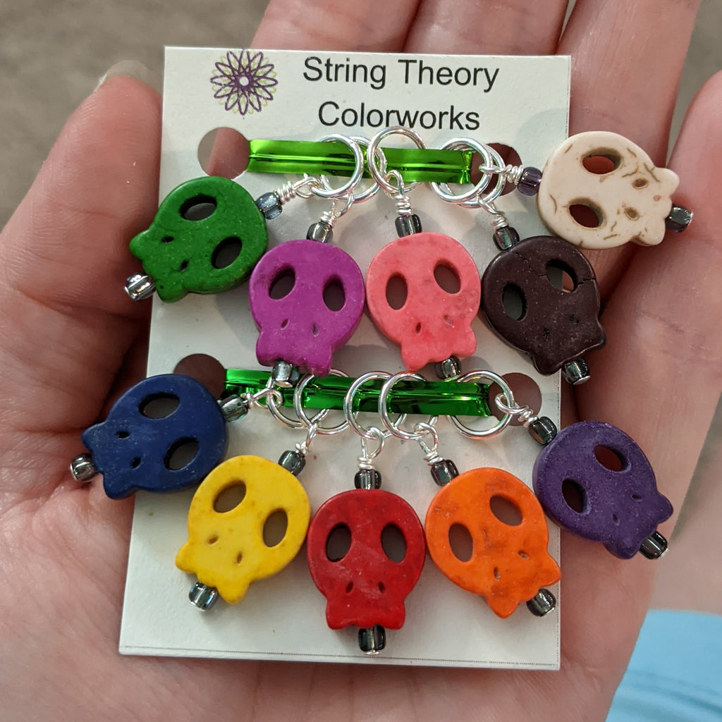 Colorful Stone Skull Stitch Marker Set