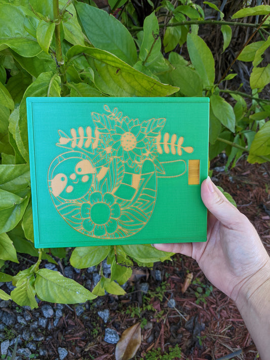 3D printed Notions Box--Floral Sloth