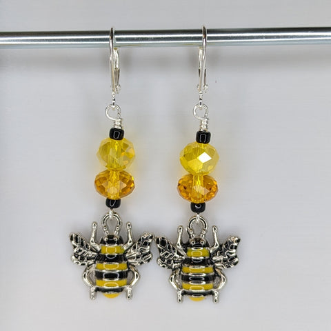 Enamel Bee Earrings & Stitch Markers