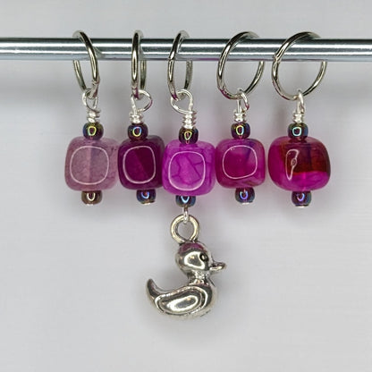 Metallic Rubber Duckie Earrings & Stitch Markers