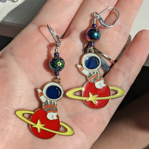 Enamel Astronaut Earrings & Stitch Markers