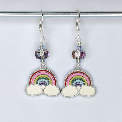 Enamel Rainbow Earrings & Stitch Markers